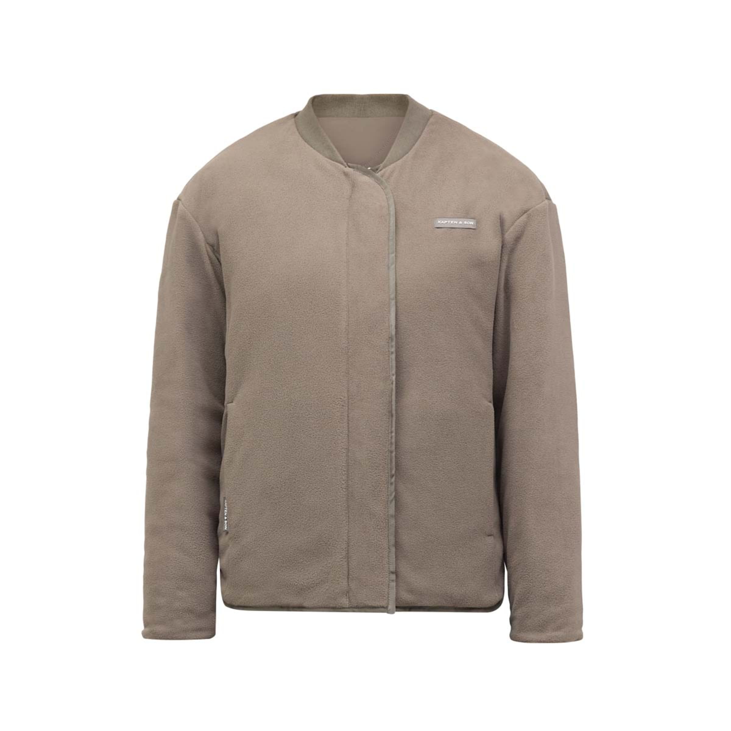 Reversible Bomber Puffer Jacket Taupe/Fleece