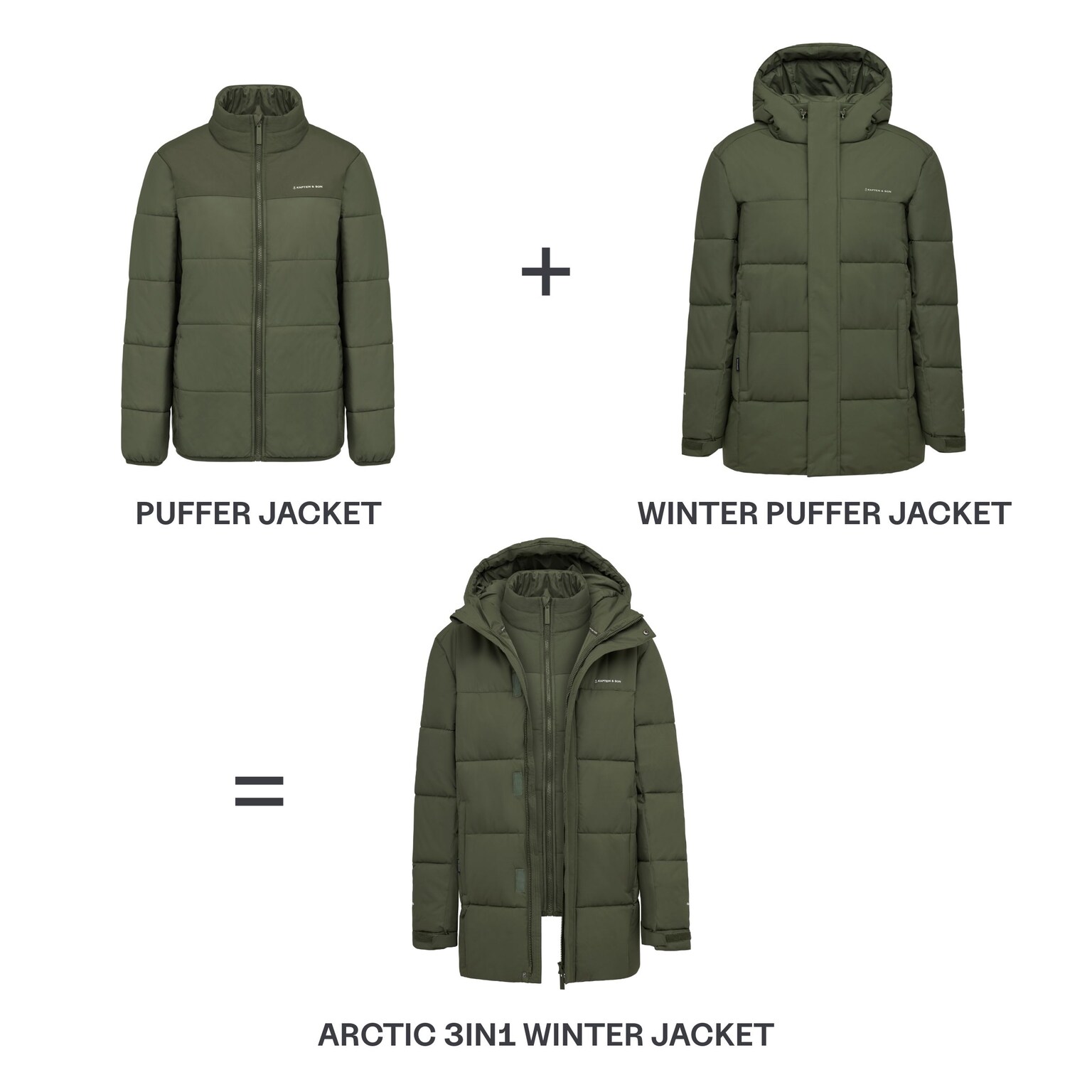 Arctic 3in1 Winter Jacket, Arctic 3in1 Winter Jacket Olive Grün, Bild 4 von 18