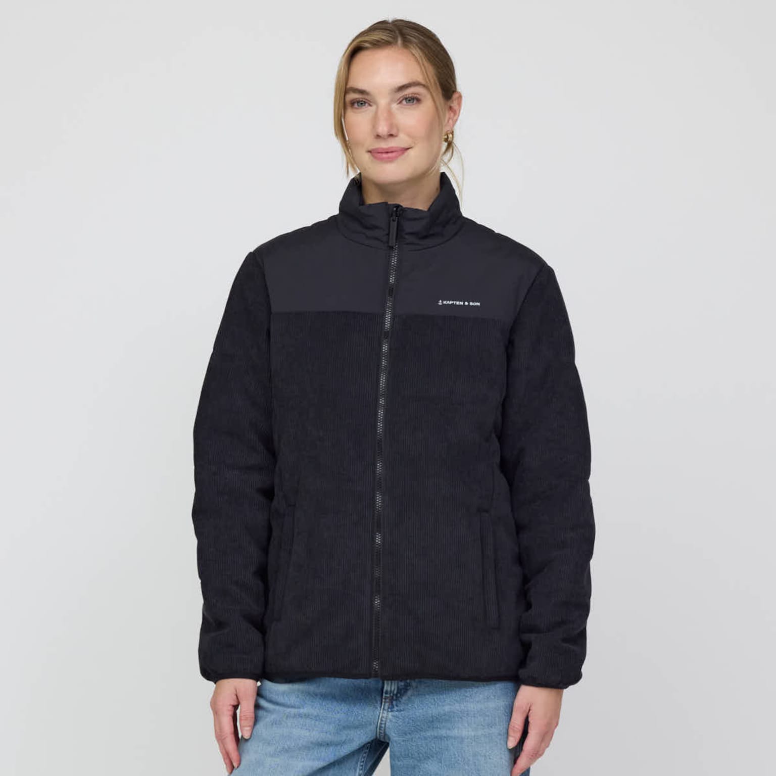 Puffer Jacket, Puffer Jacket Cord All Black, Zwart, Afbeelding 3 van 6