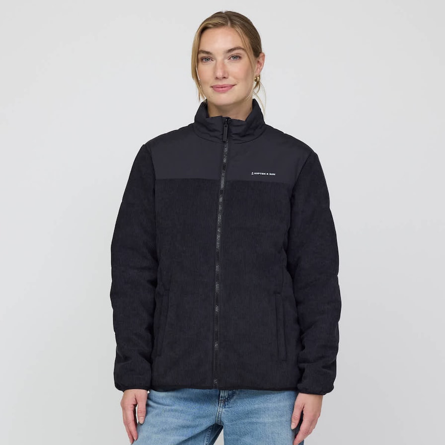 Puffer Jacket, Puffer Jacket Cord All Black, Zwart, Afbeelding 3 van 6