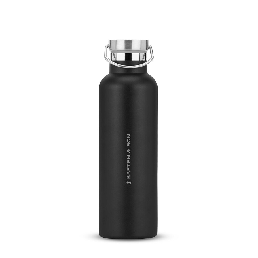 Water Bottle, Water Bottle Steel Black, Zwart, Afbeelding 1 van 5