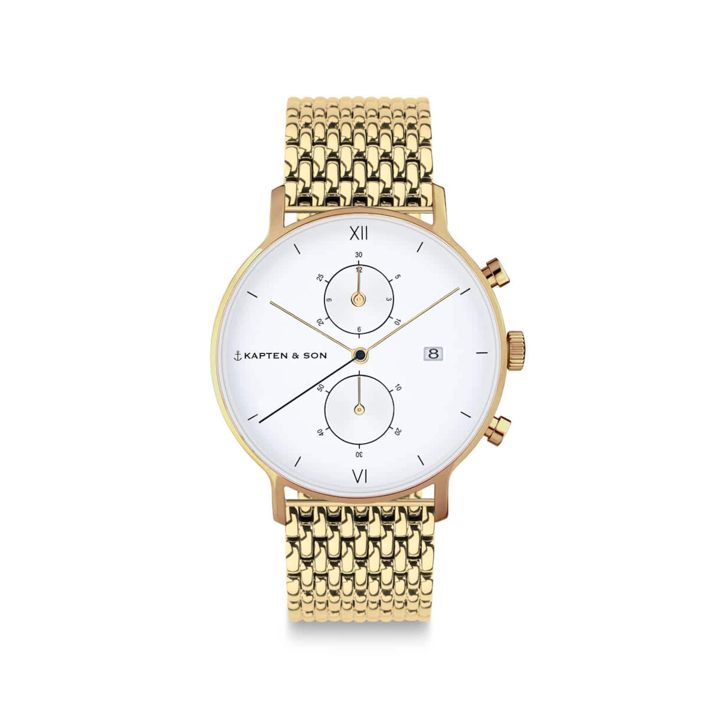 Chrono Small Gold Woven Steel Relojes Kapten Son