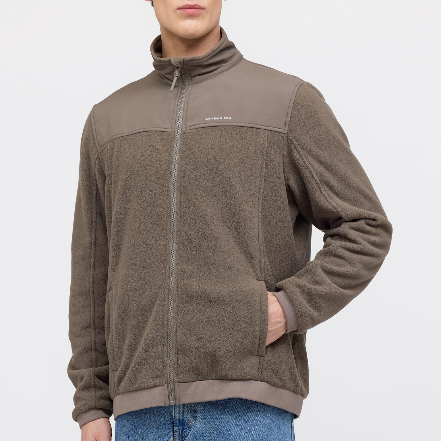 Light Fleece Jacket, Light Fleece Jacket Taupe Taupe, Bild 5 von 8