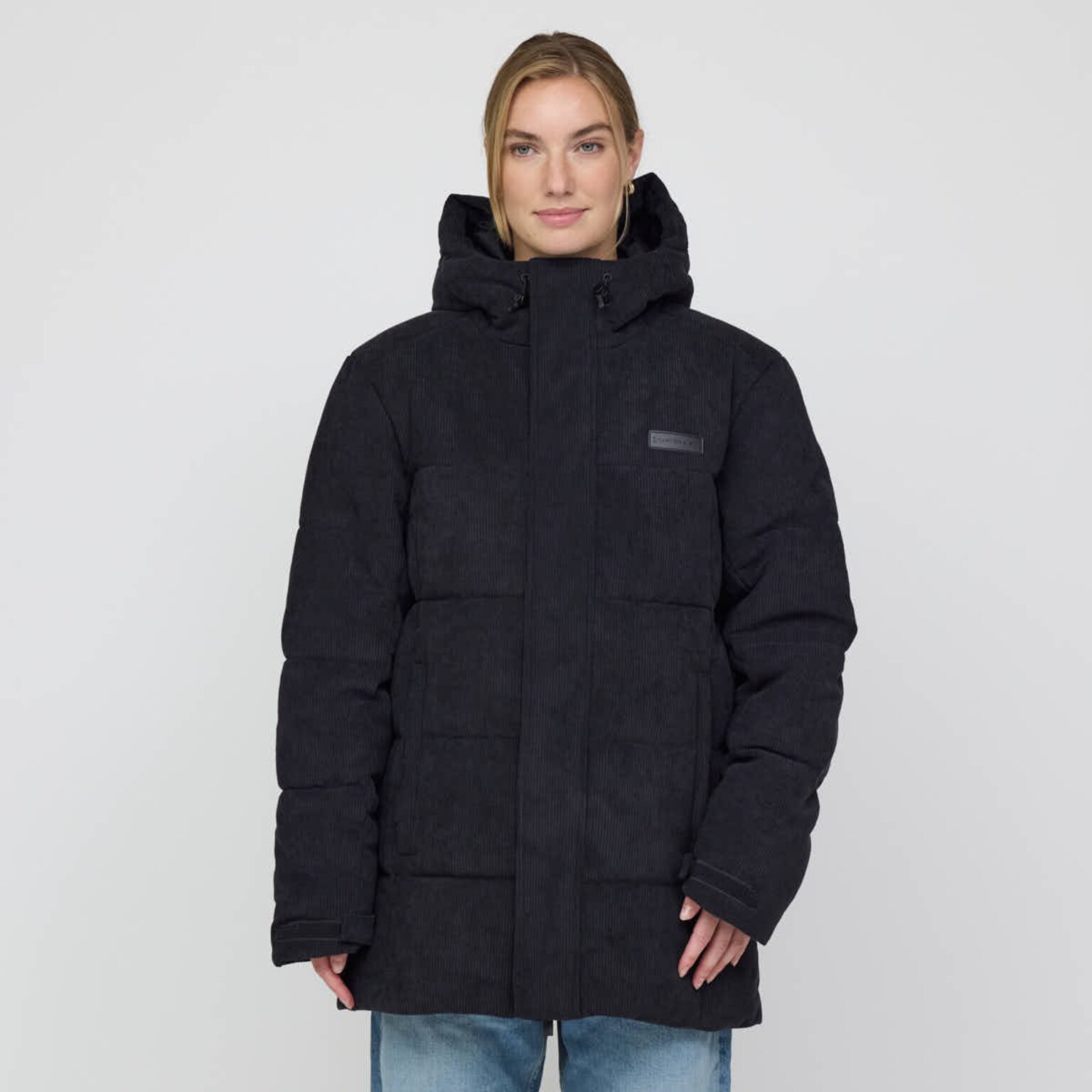 Winter Puffer Jacket, Winter Puffer Jacket Cord All Black, Zwart, Afbeelding 3 van 8
