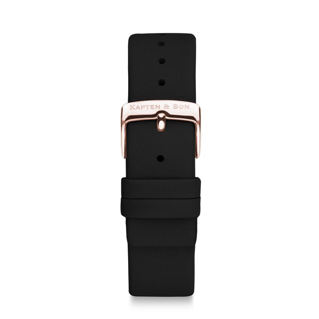 Leather Strap Black Leather Rose Gold