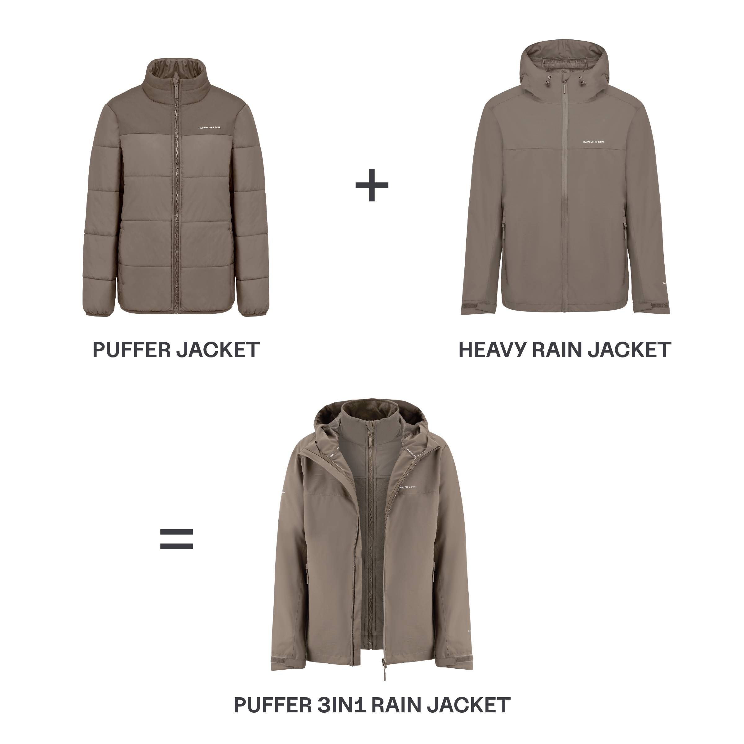 Puffer 3in1 Rain Jacket Taupe