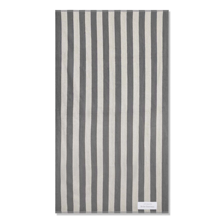 Towel, Towel Sand Black Stripe Noir, Image 2 sur 2