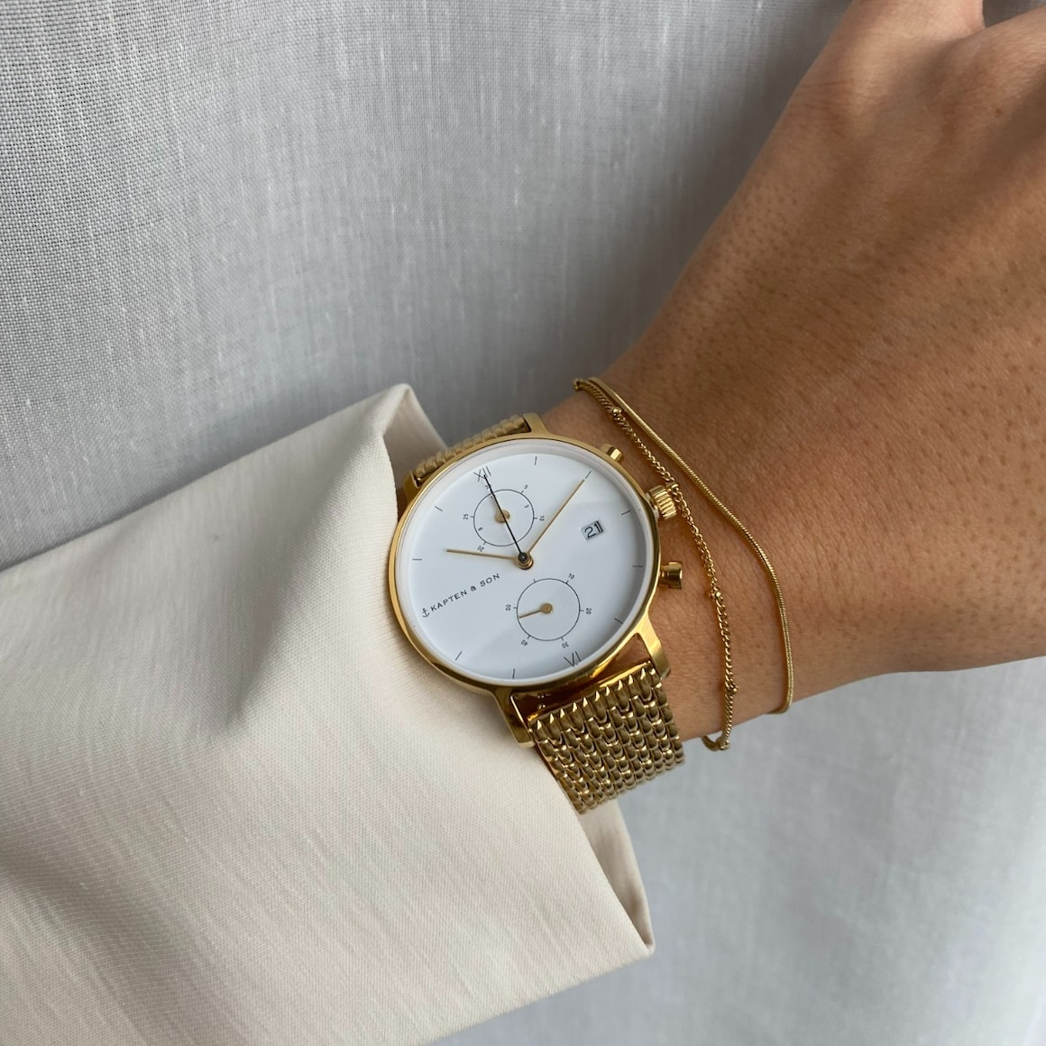 Wrist Watches Kapten Son Chrono Gold Steel Bracelet Sphere Gold