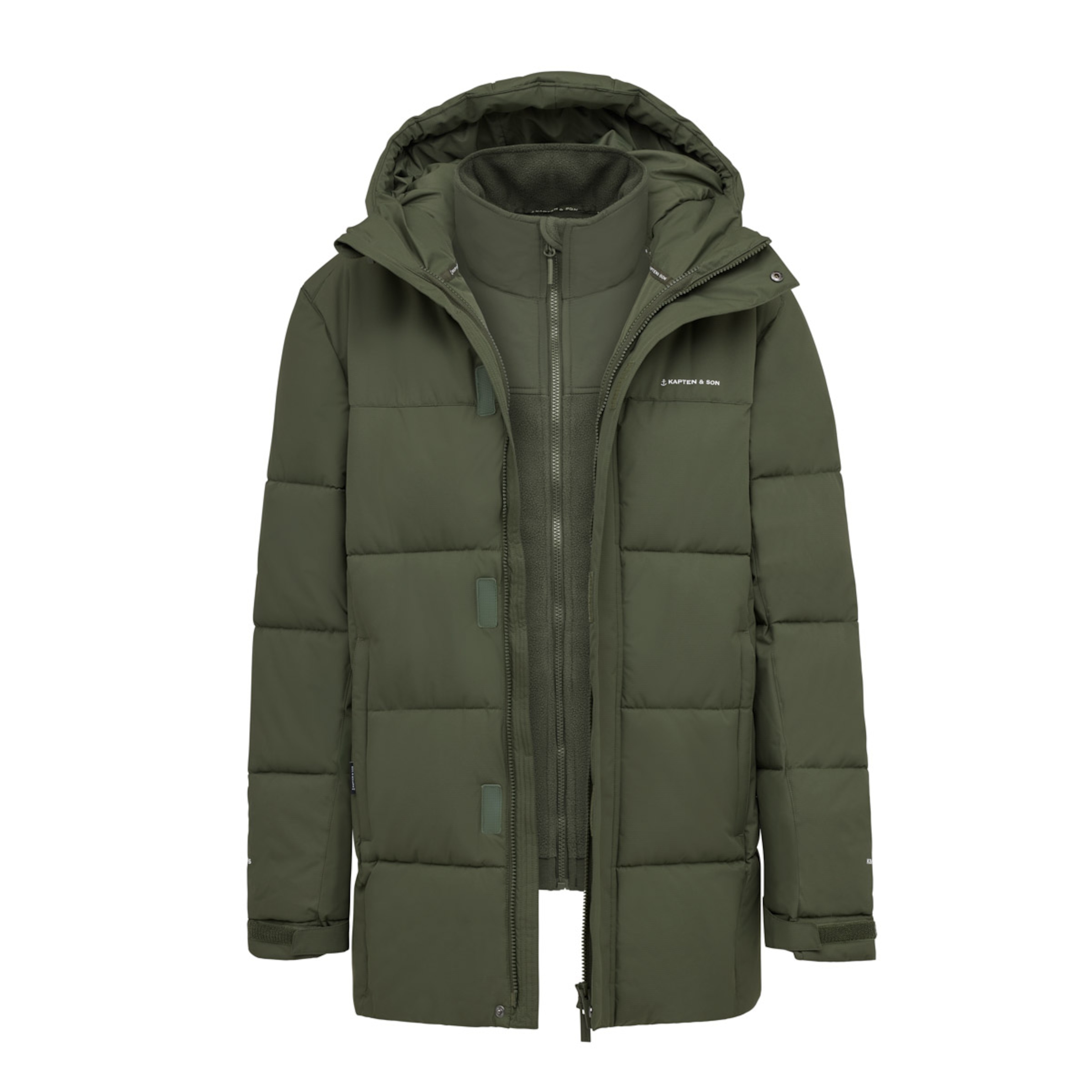 Seleccionado, Fleece 3in1 Winter Jacket, Fleece 3in1 Winter Jacket Olive, Verde