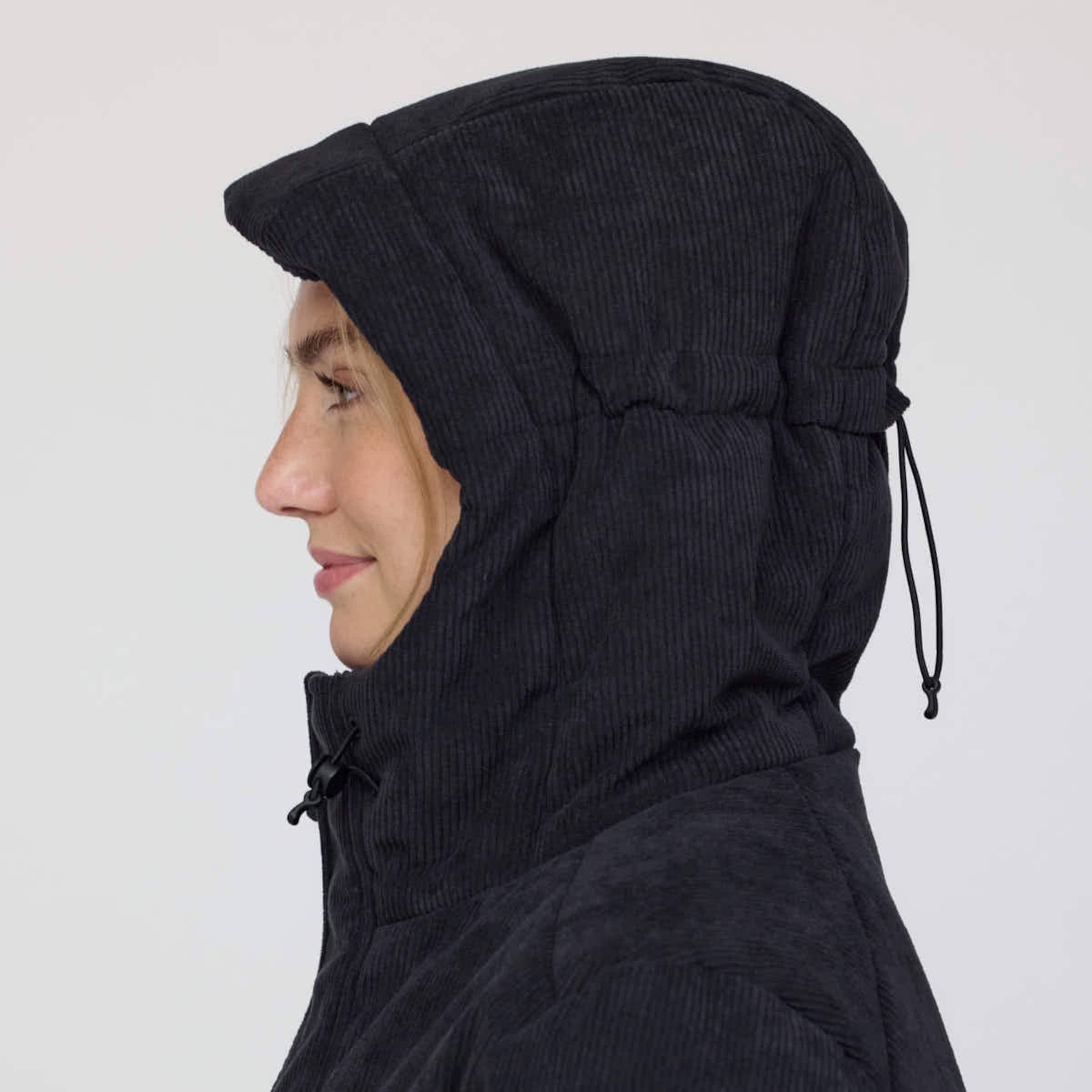 Winter Puffer Jacket Cord All Black