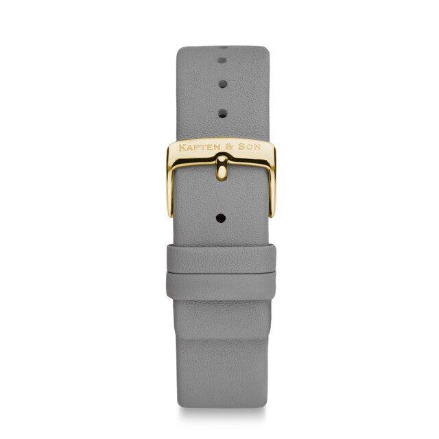 Leather Strap Ash Grey Leather Gold