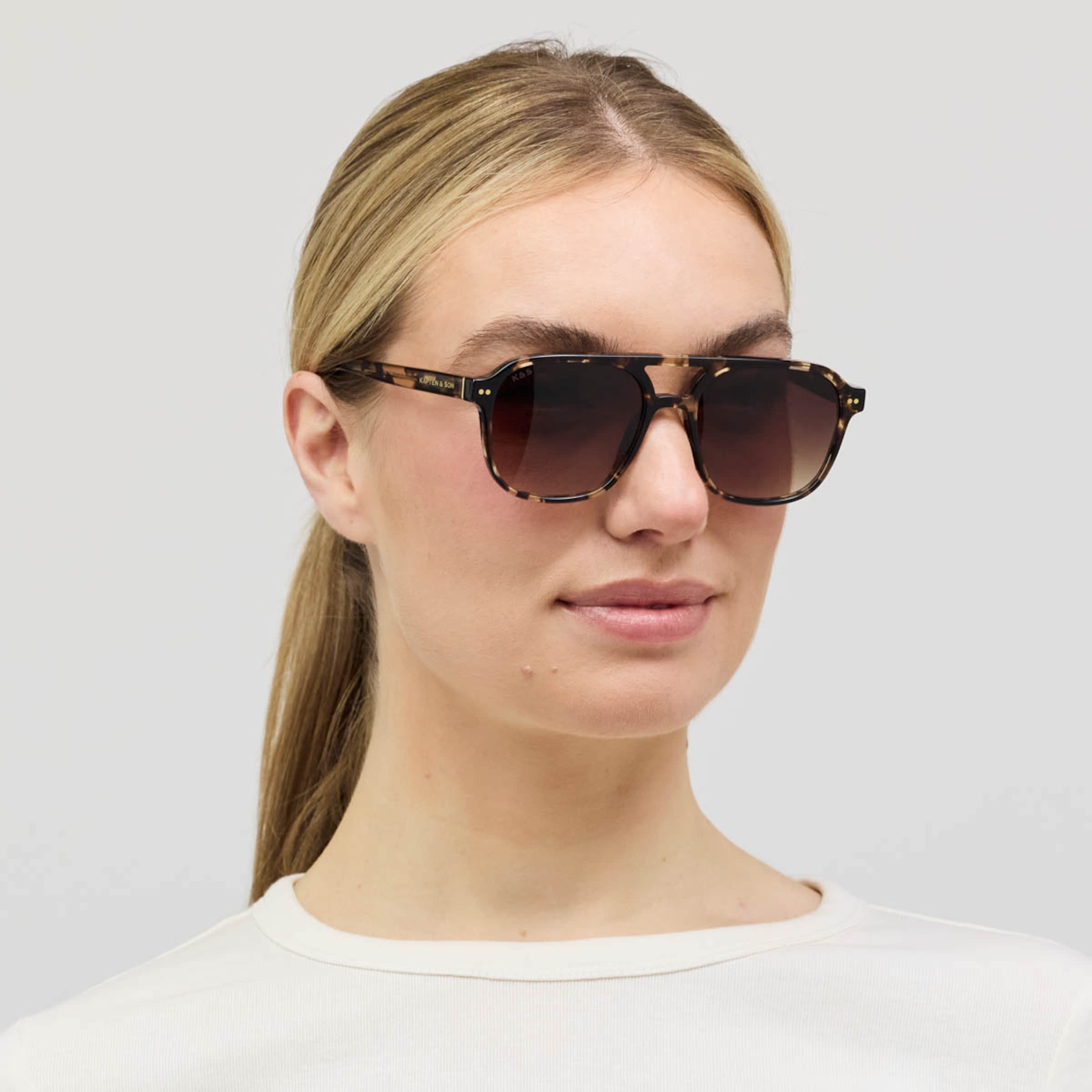 Zurich Oversize Small Crystal Tortoise Brown