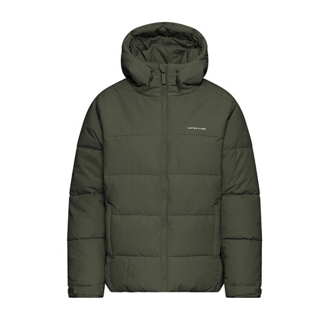 Short Winter Puffer Jacket Olive