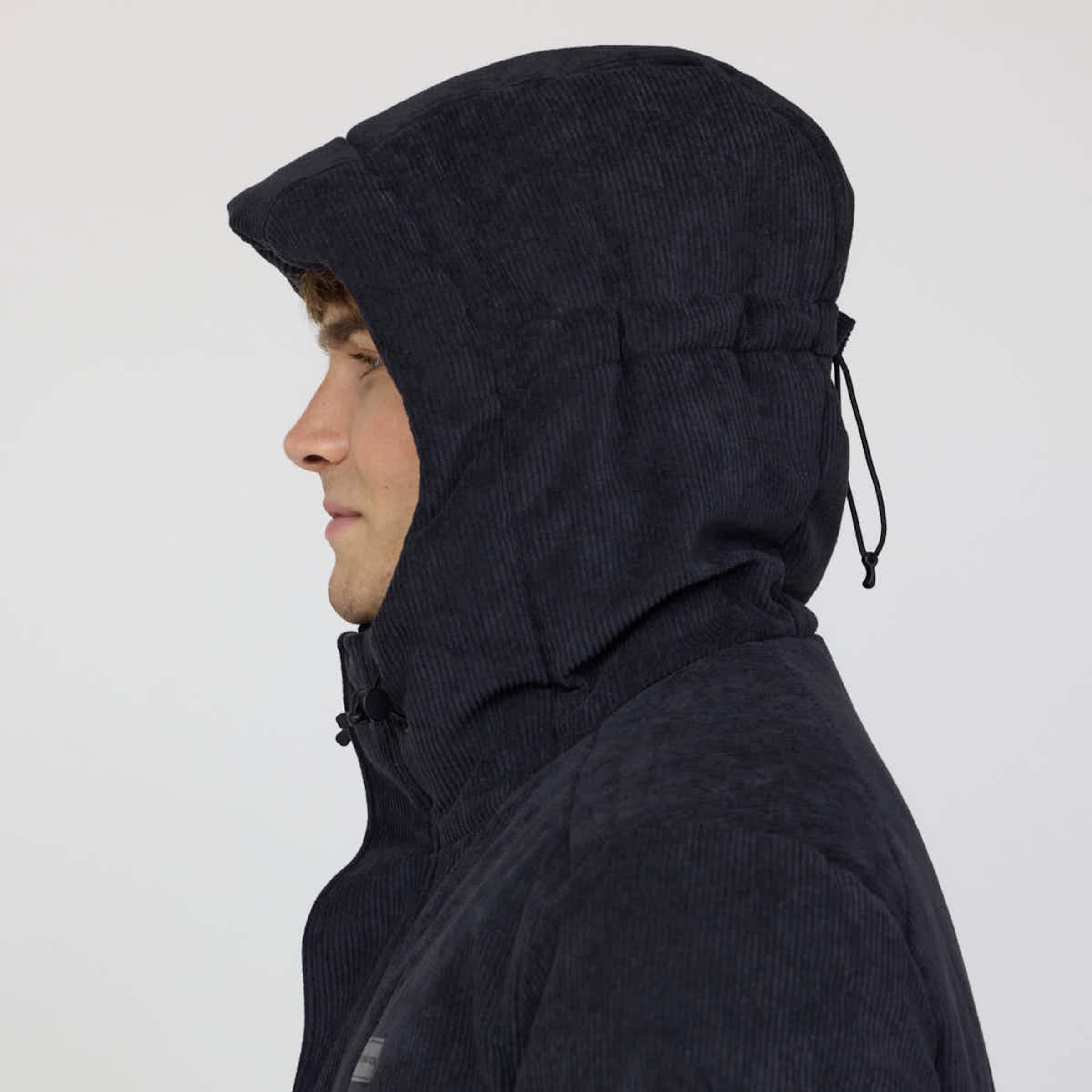 Winter Puffer Jacket Cord All Black