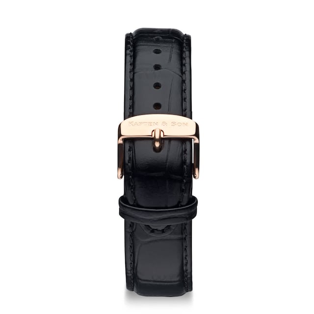 Leather Strap Black Croco Leather Rose Gold