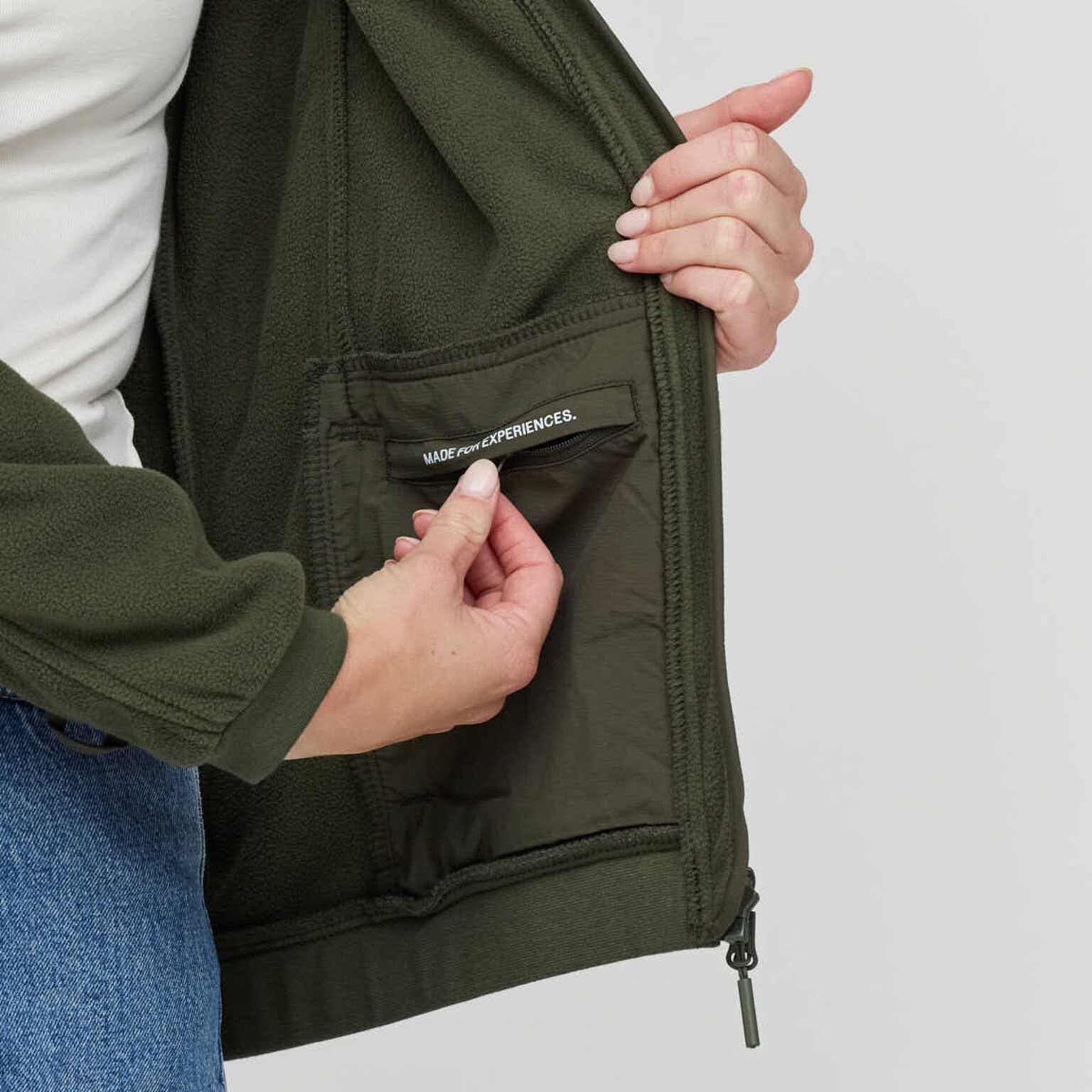 Light Fleece Jacket, Light Fleece Jacket Olive, Groen, Afbeelding 8 van 9