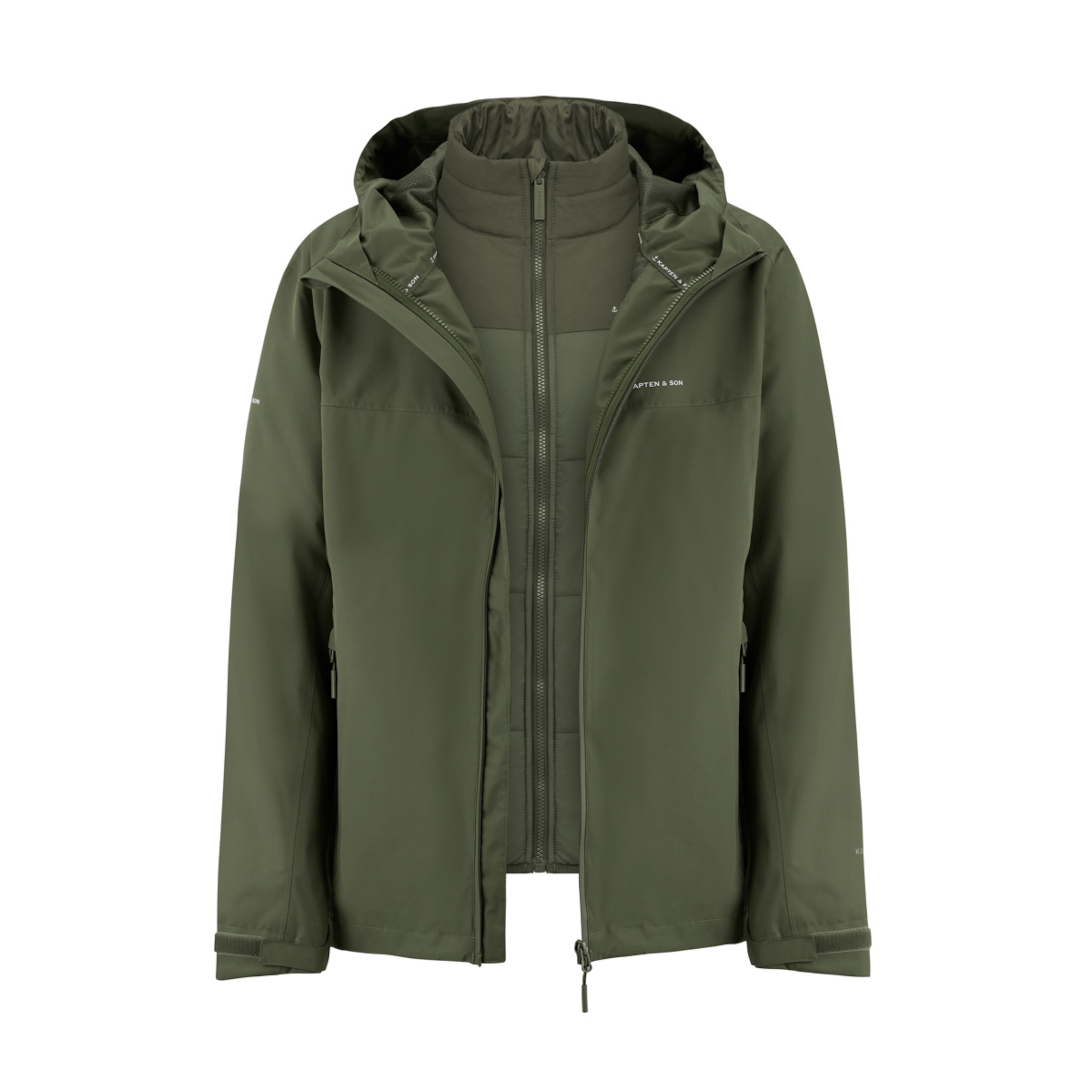 Seleccionado, Puffer 3in1 Rain Jacket, Puffer 3in1 Rain Jacket Olive, Verde