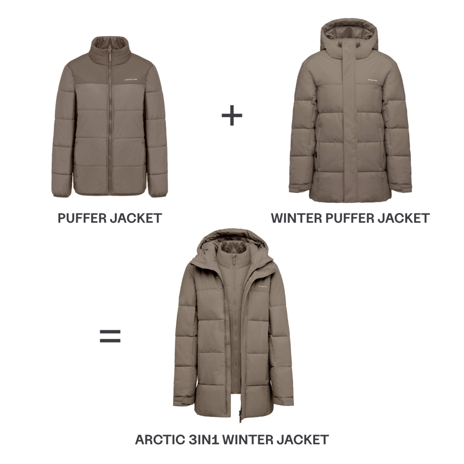 Arctic 3in1 Winter Jacket, Arctic 3in1 Winter Jacket Taupe Taupe, Bild 4 von 18