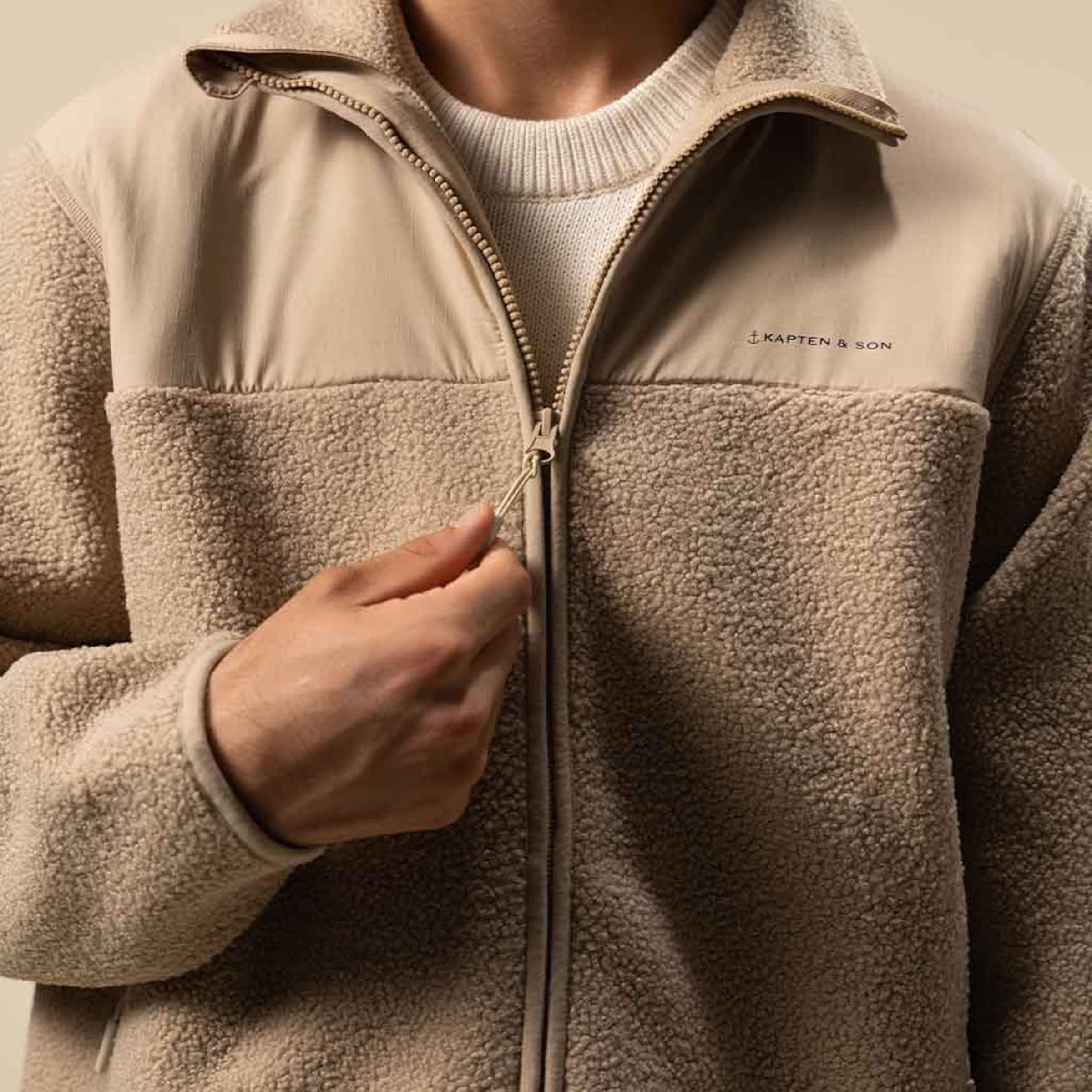 Mens beige clearance fleece jacket