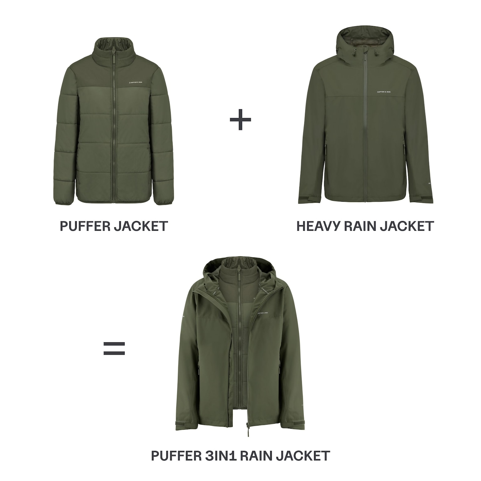 Puffer 3in1 Rain Jacket, Puffer 3in1 Rain Jacket Olive, Groen, Afbeelding 4 van 15