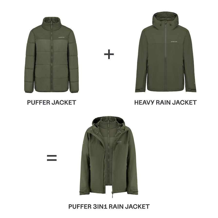 Puffer 3in1 Rain Jacket, Puffer 3in1 Rain Jacket Olive, Groen, Afbeelding 4 van 15