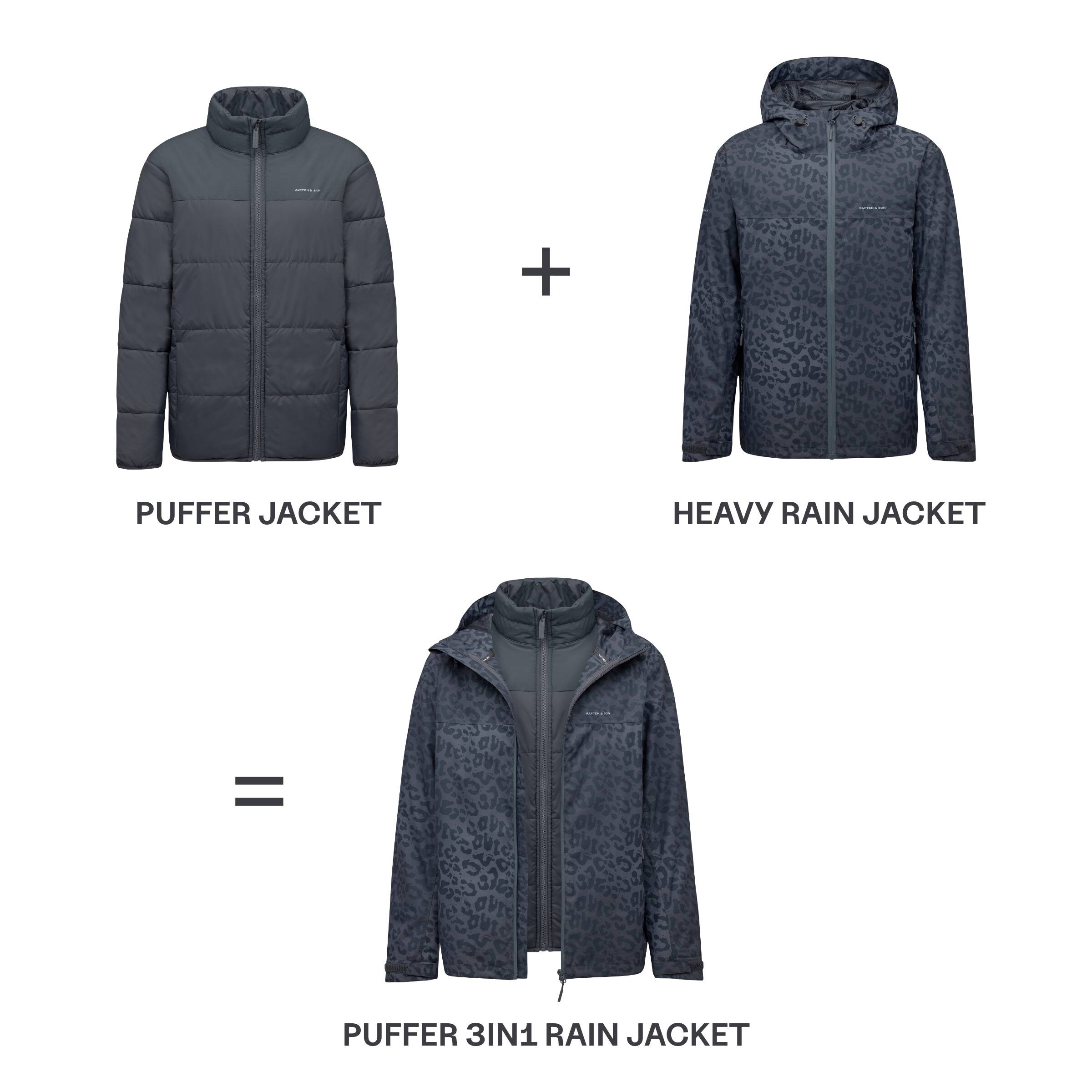 Puffer 3in1 Rain Jacket Leo Dark Grey