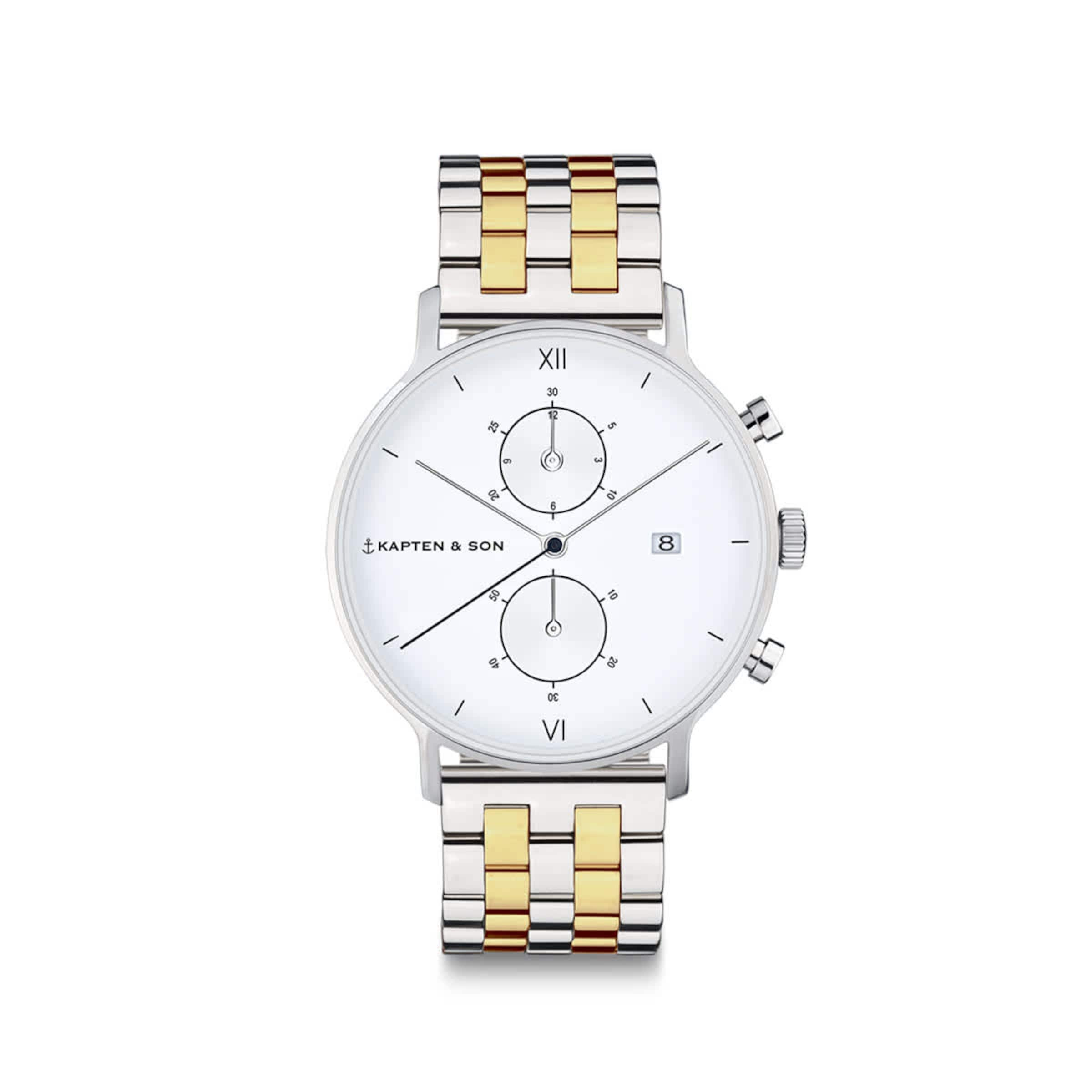 Chrono Small Silver Bicolor Steel Watches Jewellery Kapten Son