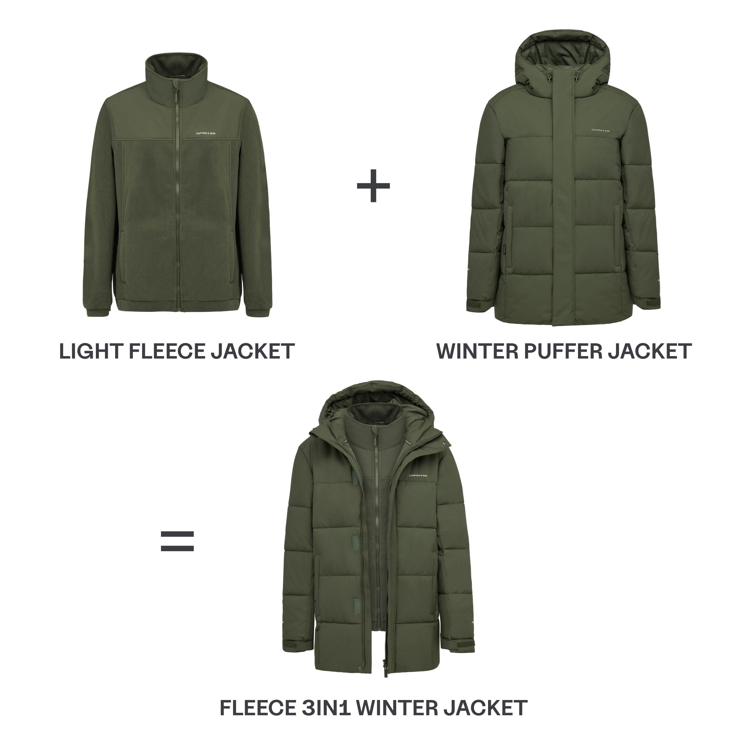 Fleece 3in1 Winter Jacket Olive