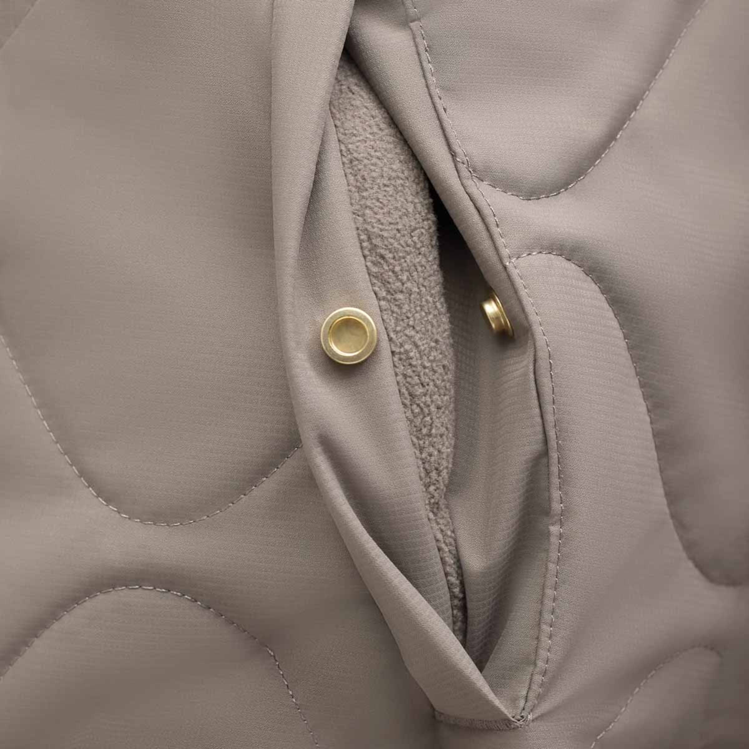 Reversible Bomber Puffer Jacket Taupe/Fleece