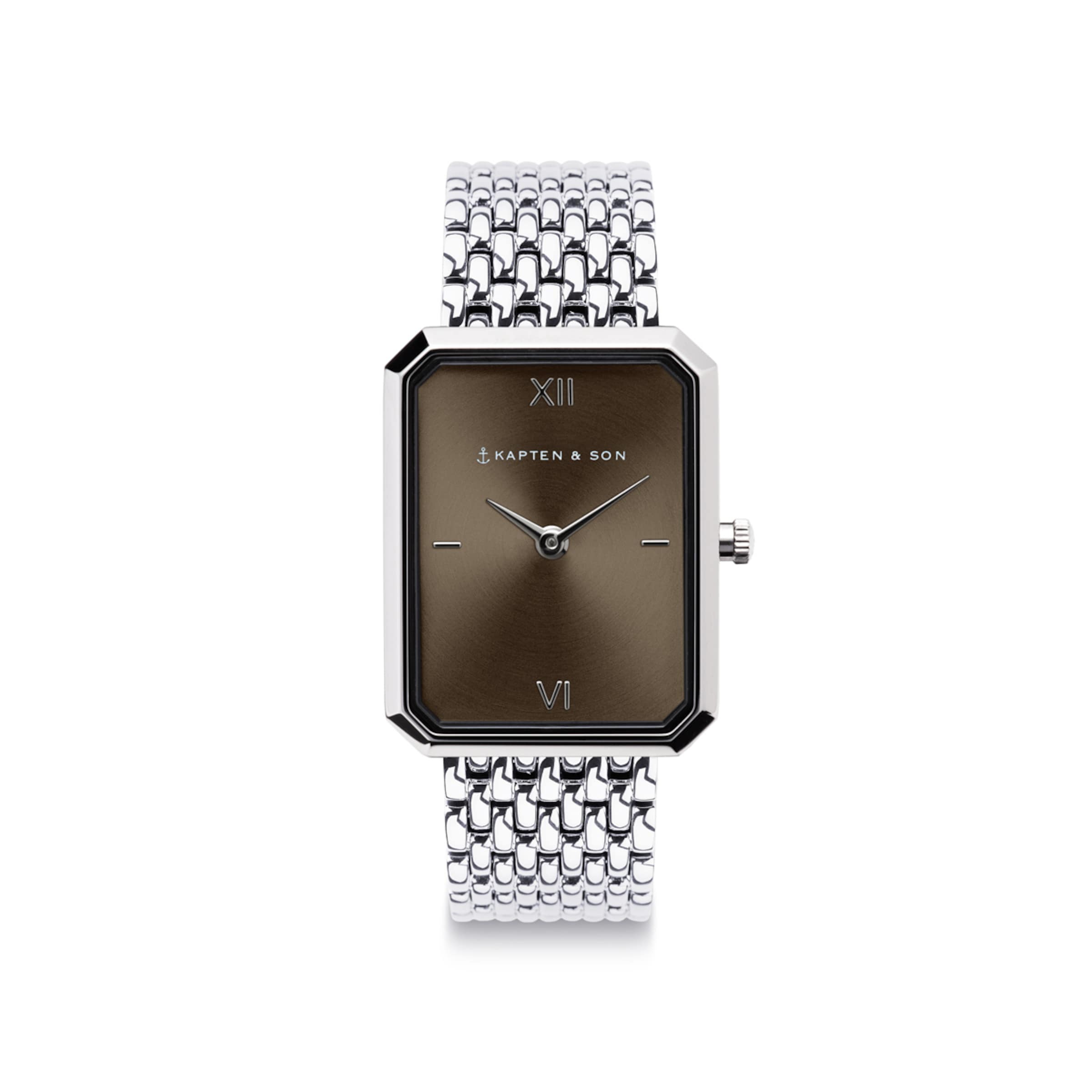 Grace Silver Brown Woven Steel Montres Bijoux Kapten Son