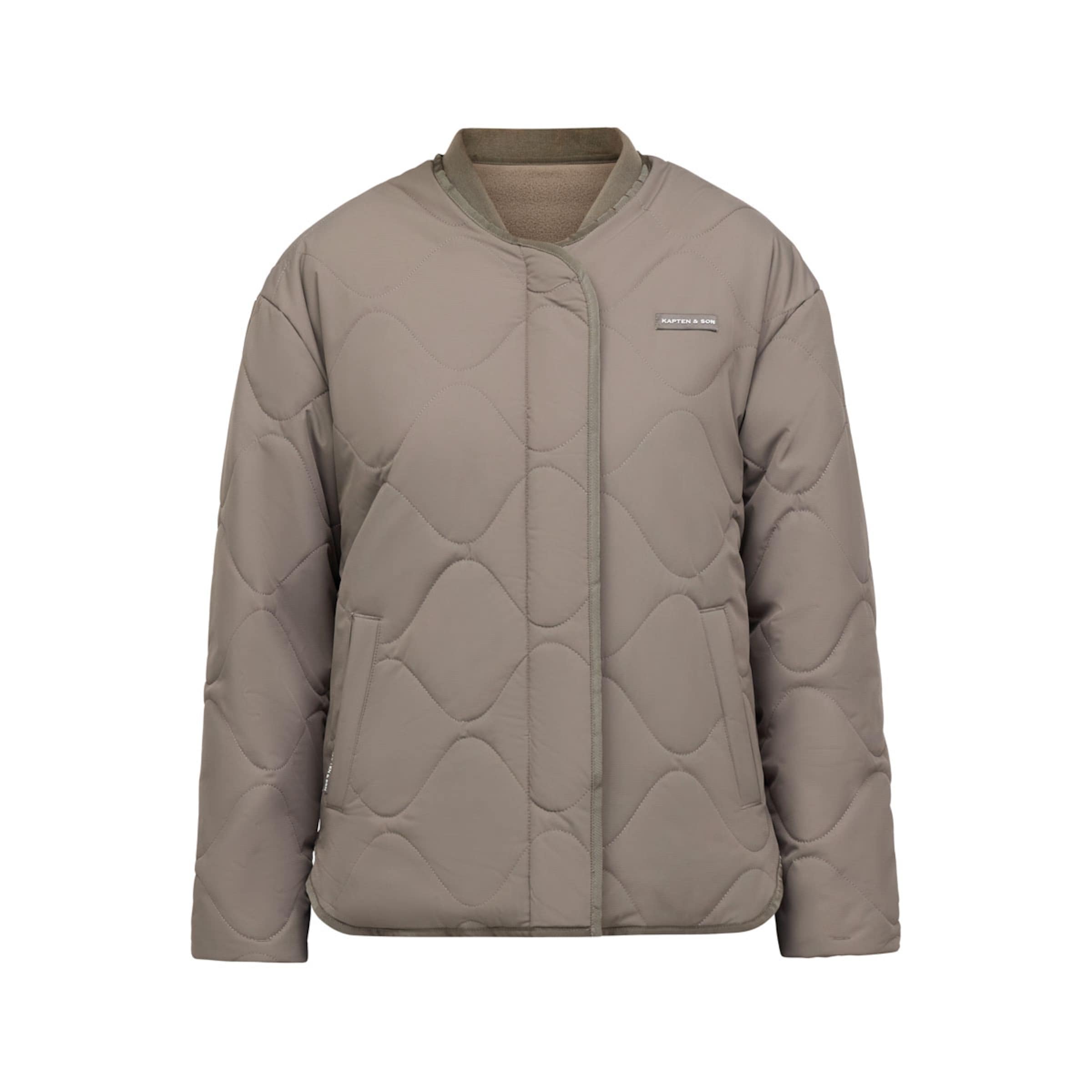 Reversible Bomber Puffer Jacket Taupe/Fleece