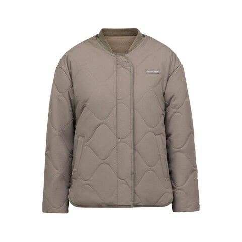 Reversible Bomber Puffer Jacket Taupe/Fleece