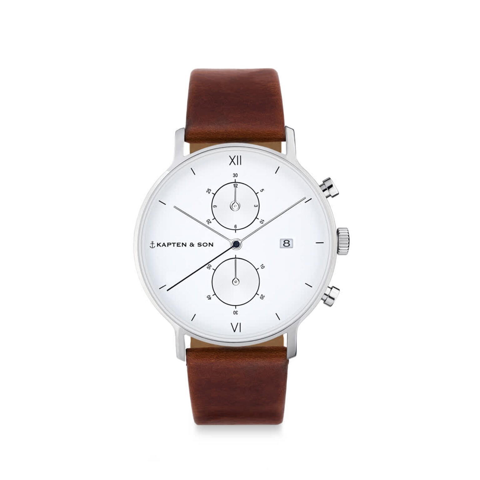 Chrono Small Silver Brown Leather