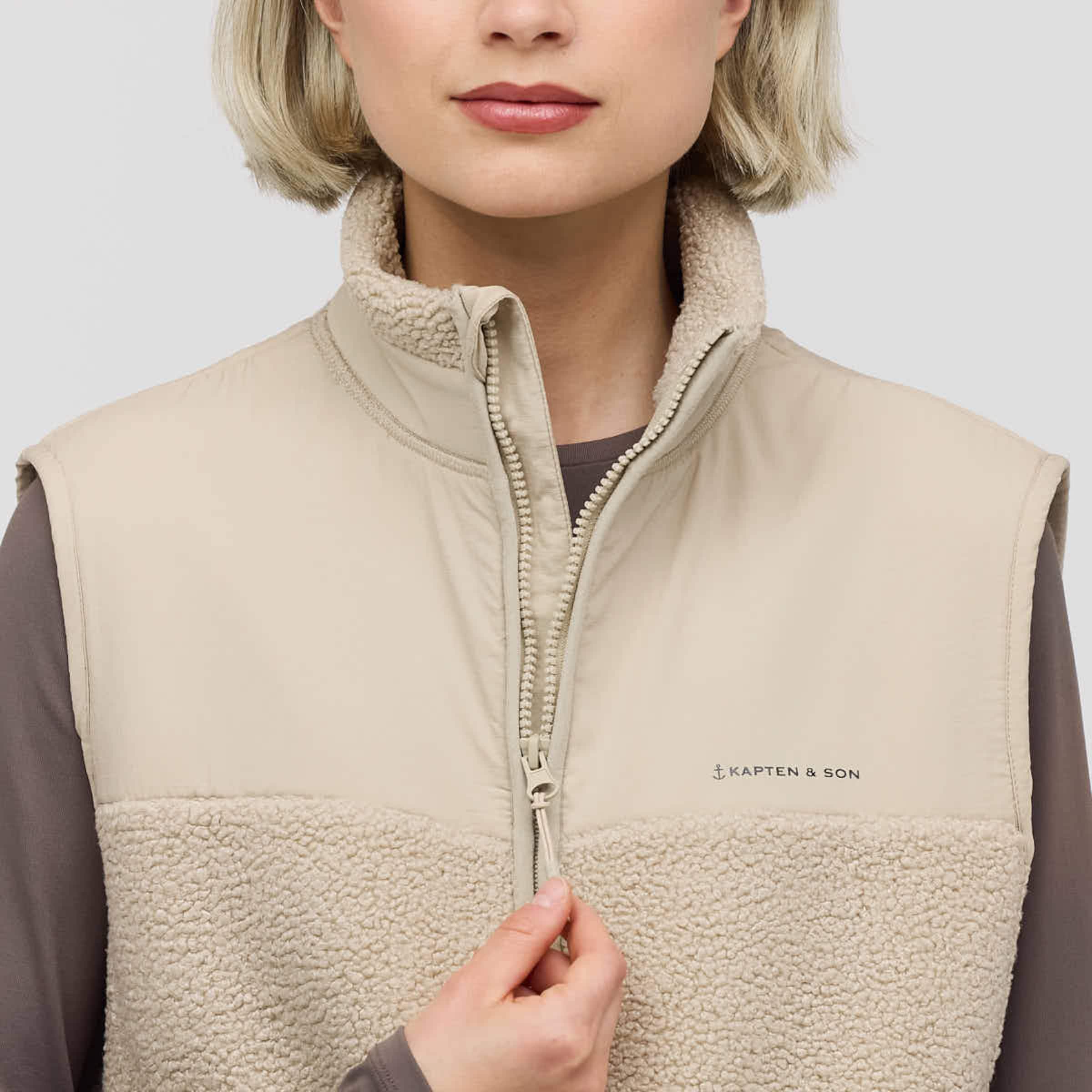 Teddy Fleece Vest Sandstone