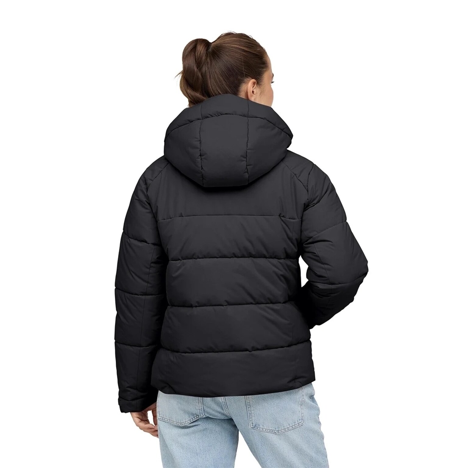 Short Winter Puffer Jacket, Short Winter Puffer Jacket All Black Schwarz, Bild 3 von 8