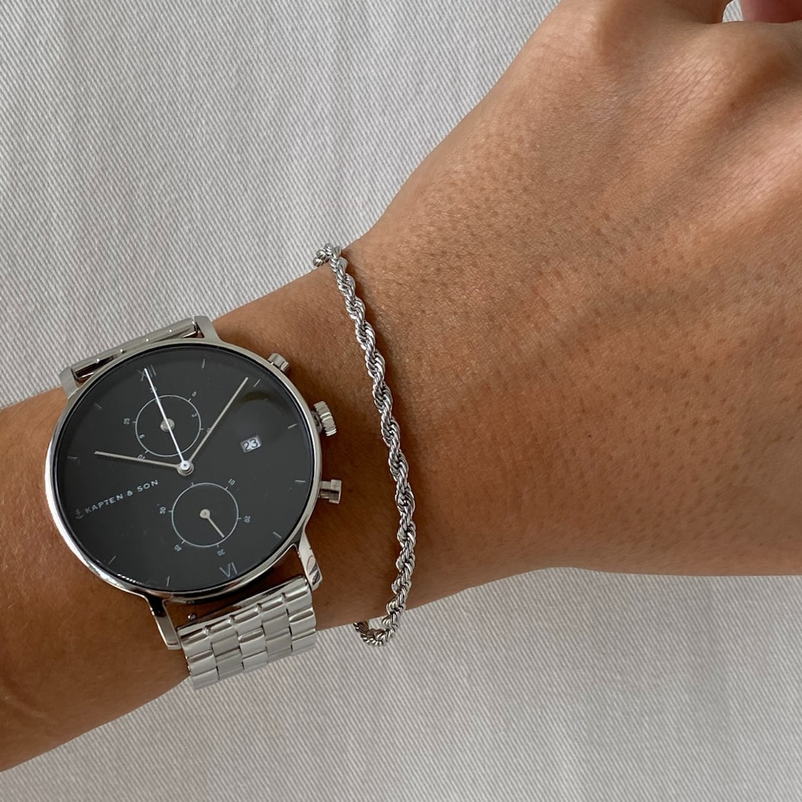 Kapten And Son Chrono Watch Chrono Silver Black Steel Watches