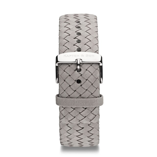 Leather Strap Grey Woven Leather Silver