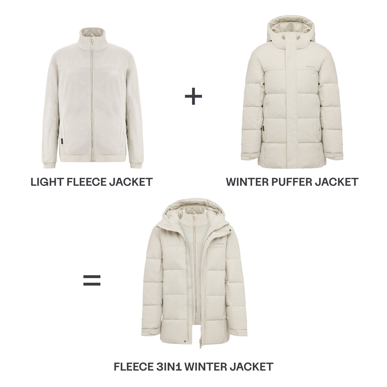 Fleece 3in1 Winter Jacket, Fleece 3in1 Winter Jacket Sandstone, Sandstone, Image 4 of 18