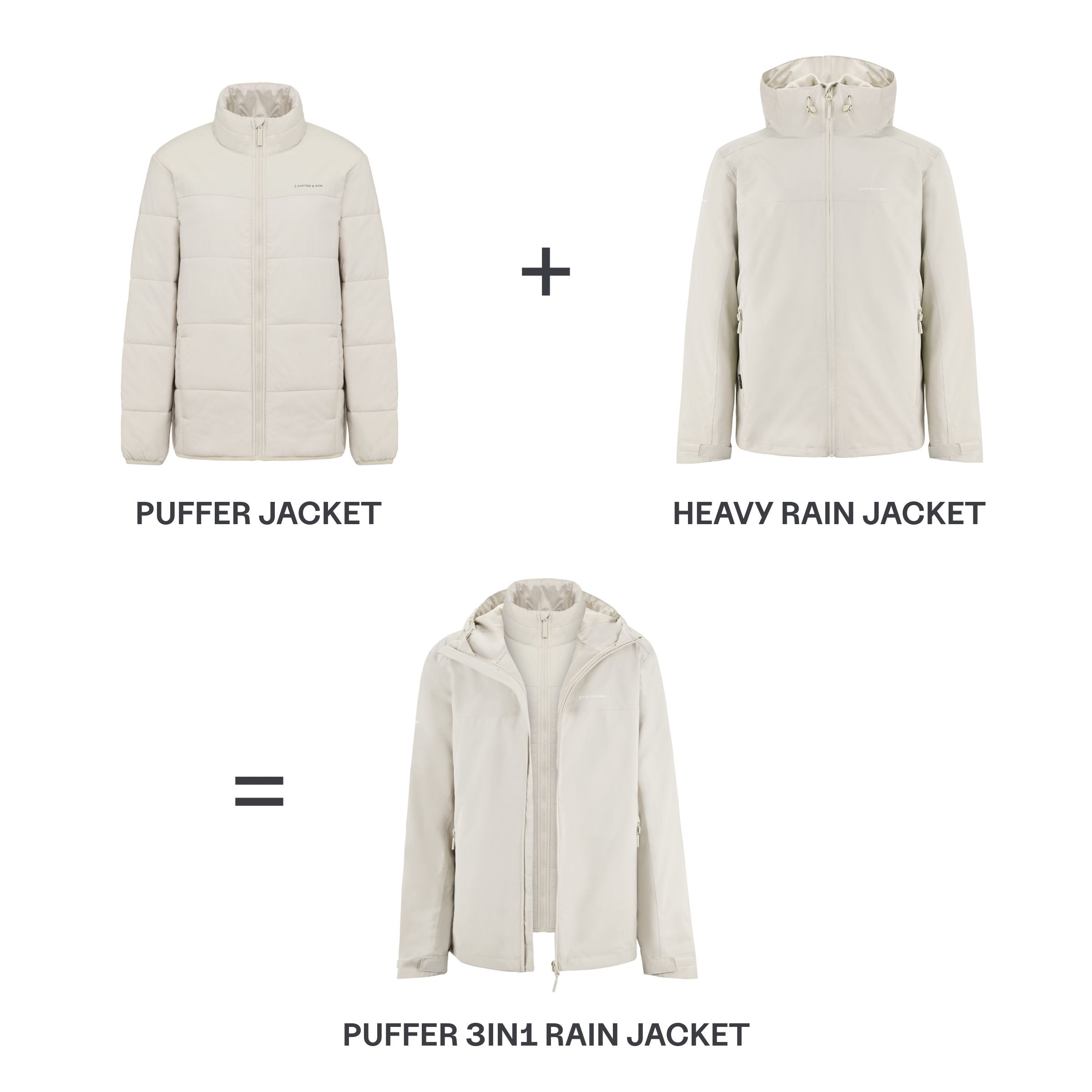 Puffer 3in1 Rain Jacket Sandstone