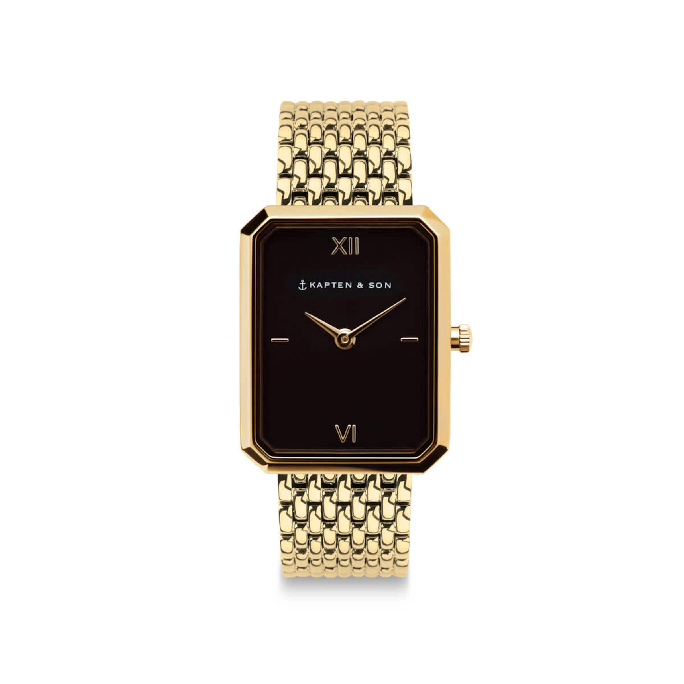 Grace Gold Black Woven Steel Montres Bijoux Kapten Son