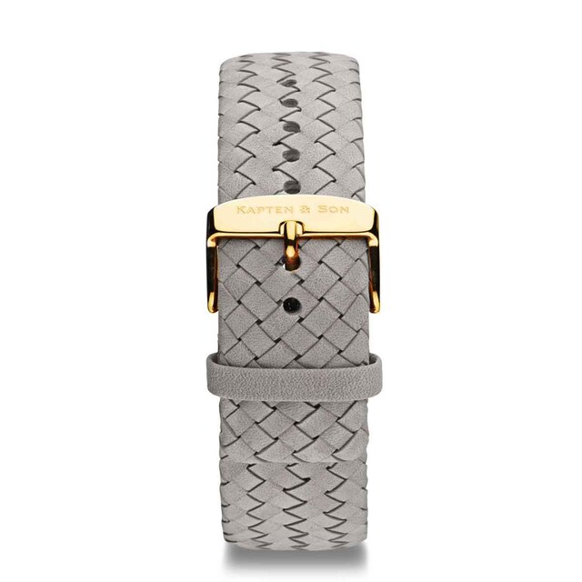 Leather Strap Grey Woven Leather Gold