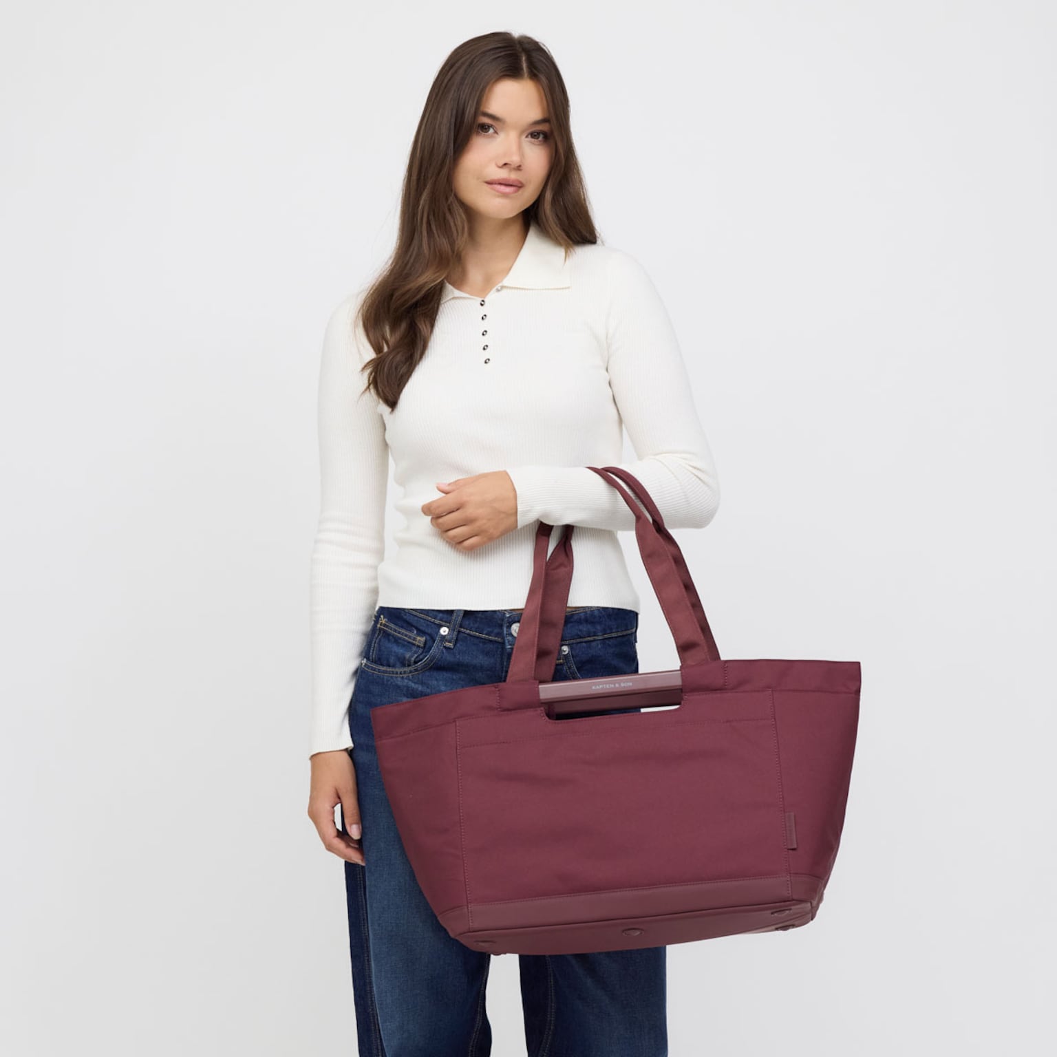 Vaasa Shopping Basket, Vaasa Shopping Basket Burgundy, Burgundy, Image 3 of 11