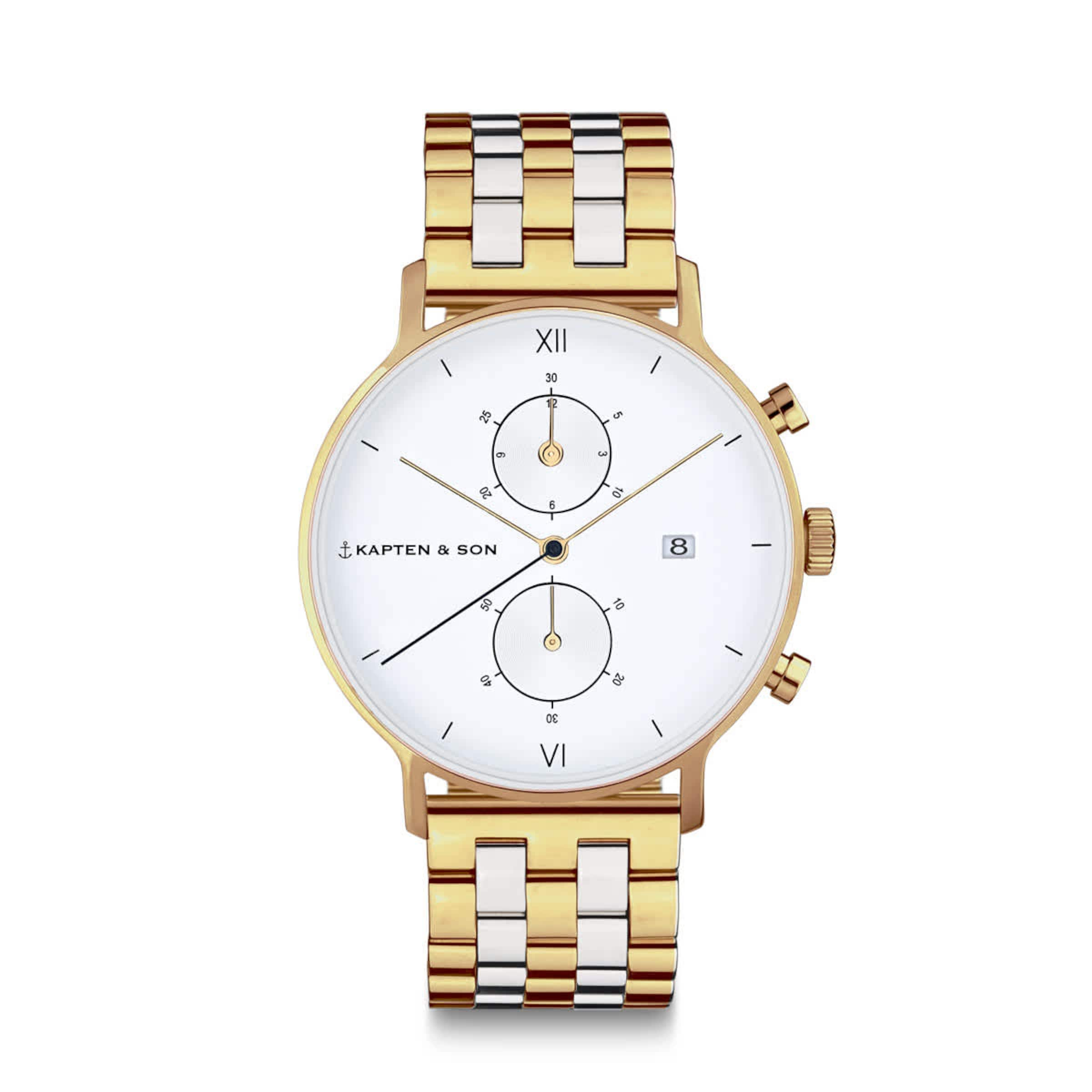 Chrono Gold Bicolor Steel Watches Jewellery Kapten Son