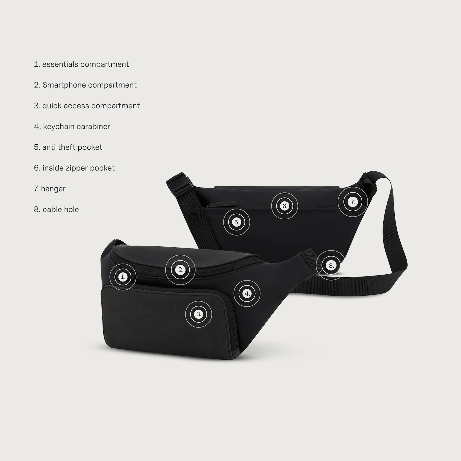 Bali Crossbody, Bali Crossbody All Black by Mariefeandjakesnow, Zwart, Afbeelding 10 van 11