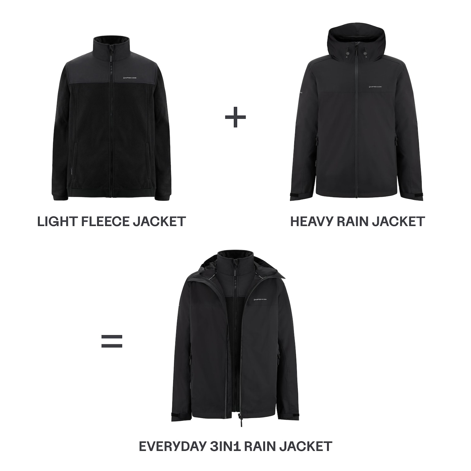 Everyday 3in1 Rain Jacket, Everyday 3in1 Rain Jacket All Black, Zwart, Afbeelding 4 van 13