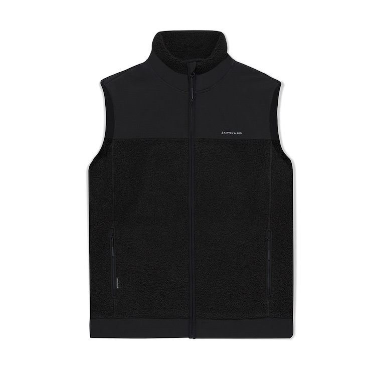 Teddy Fleece Vest, Teddy Fleece Vest All Black, Negro