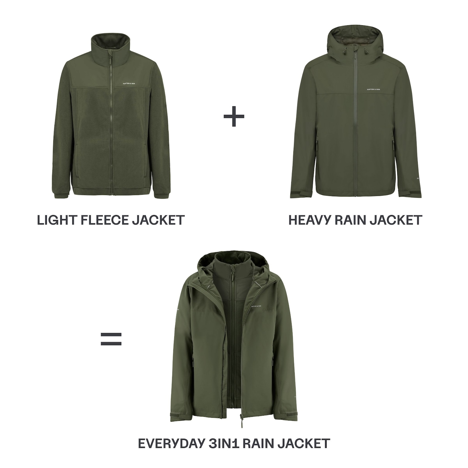 Everyday 3in1 Rain Jacket, Everyday 3in1 Rain Jacket Olive, Groen, Afbeelding 4 van 13