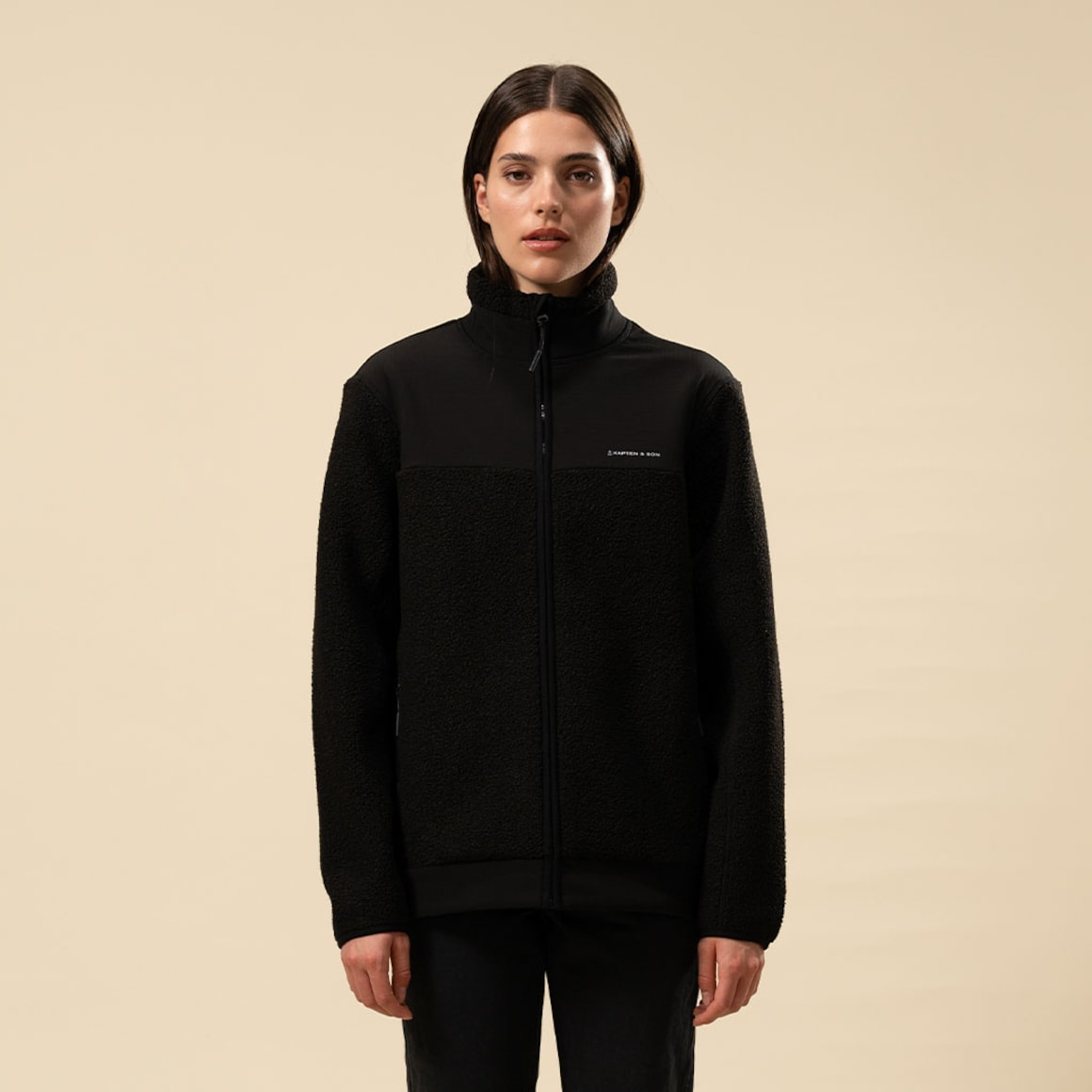 Kapten & Son TEDDY FLEECE JACKET - Giacca in pile - all black/nero Kapten & Son TEDDY FLEECE JACKET - Giacca in pile - all black/nero