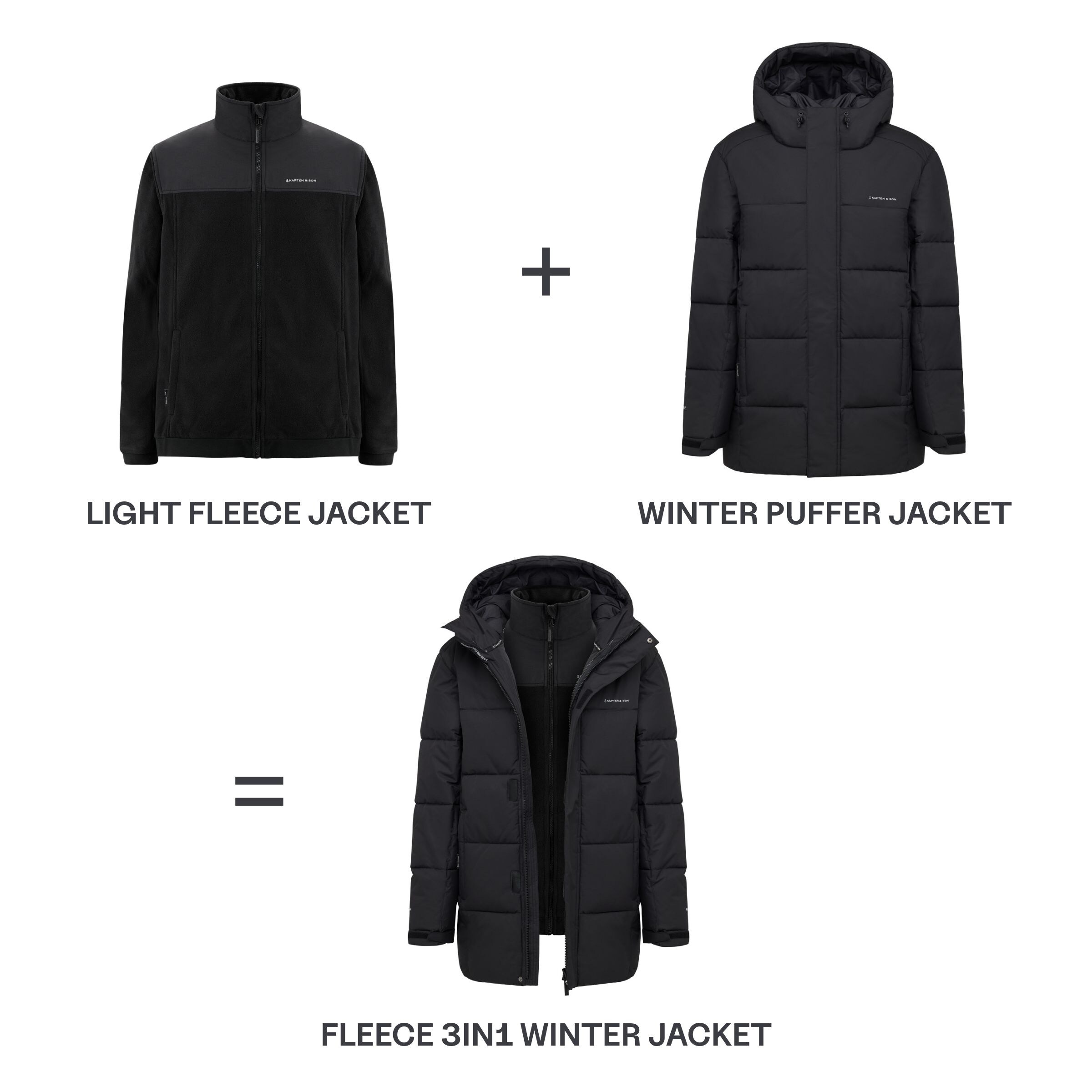 Fleece 3in1 Winter Jacket All Black